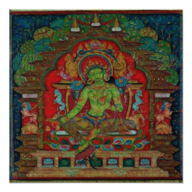 Tibetischer Buddhismus Green Tara Poster (Vorderseite)