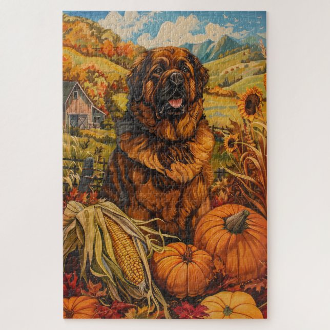 Tibetischer Mastiff Hund Herbst Ernteertrag Ernted Puzzle (Vertikal)