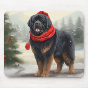 Tibetischer Mastiff Hund in Schneeweihnachtszeit Mousepad