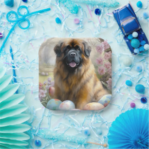 Tibetischer Mastiff-Hund mit Ostereiern Feiertag  Pappteller