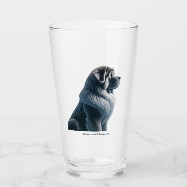 Tibetischer Mastiff Sitting Glass (2) Glas (Vorderseite)