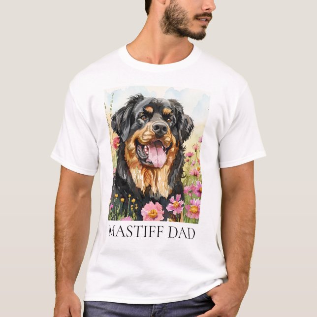 Tibetischer Mastiff Vater Wasserfarben Shirt (Vorderseite)