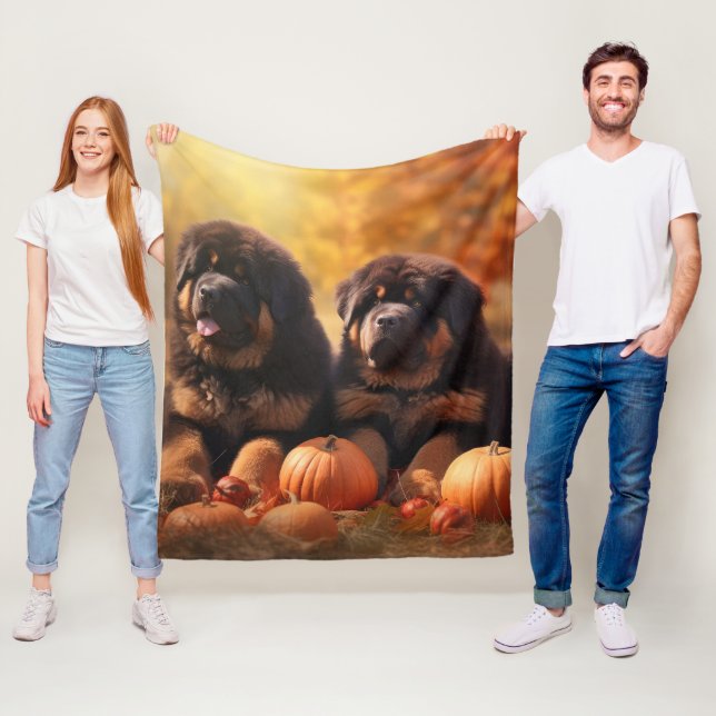Tibetischer Mastiff Welpe Herbst Kürbis Fleecedecke (Beispiel)