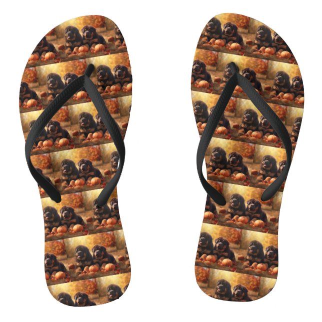 Tibetischer Mastiff Welpe Herbst Kürbis Flip Flops (Fußbett)