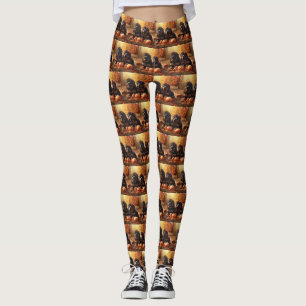 Tibetischer Mastiff Welpe Herbst Kürbis Leggings