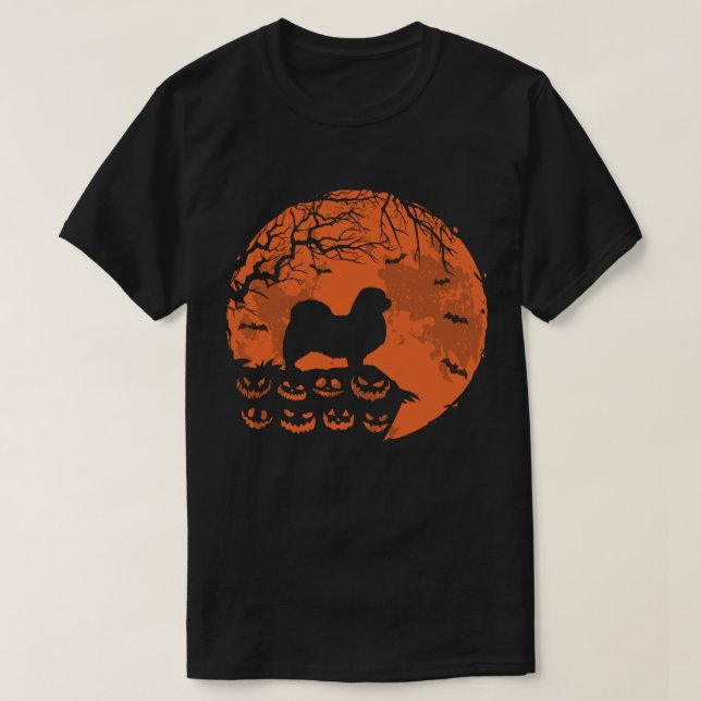 Tibetischer Spanier und MondHalloween-Hund Lover-G T-Shirt (Design vorne)