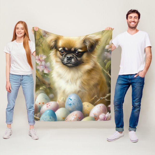 Tibetischer Spanierhund mit Ostereier Urlaub Fleecedecke (Beispiel)
