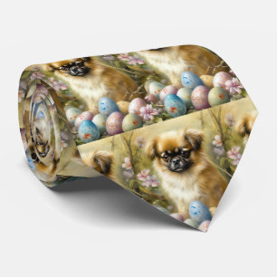 Tibetischer Spanierhund mit Ostereier Urlaub Krawatte