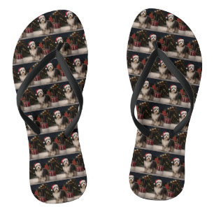 Tibetischer Terrier Dog zu Schneehochzeiten Flip Flops