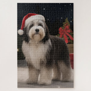 Tibetischer Terrier Dog zu Schneehochzeiten Puzzle