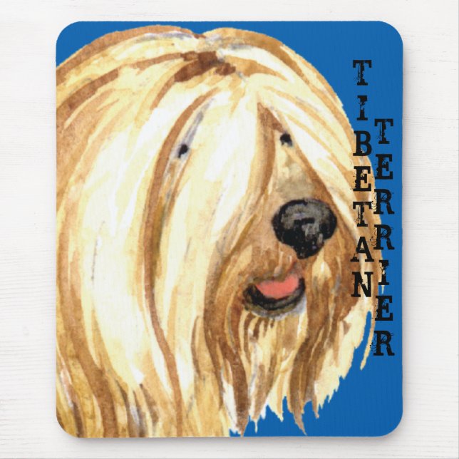 Tibetischer Terrier-Farbblock Mousepad (Vorne)