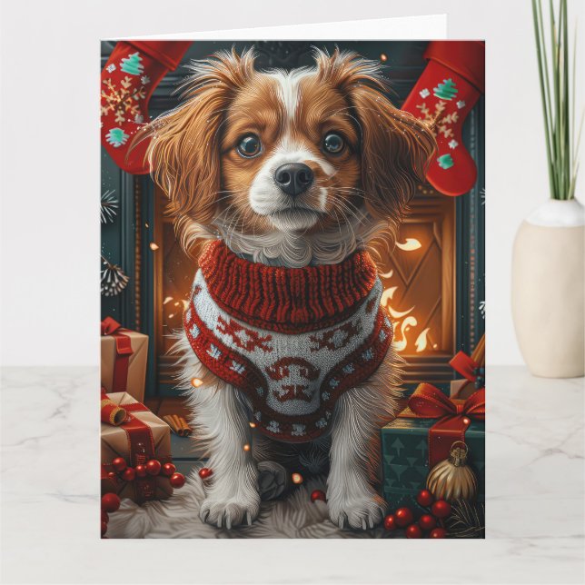 Tibetischer Terrier Hund mit Weihnachtsgeschenken  Karte (Vorderseite)