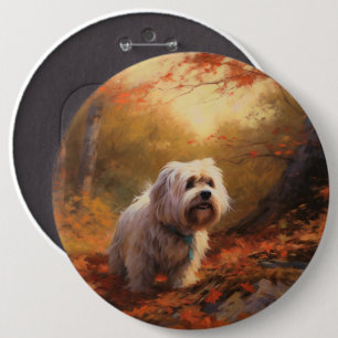 Tibetischer Terrier im Herbstfall Inspiriert Button