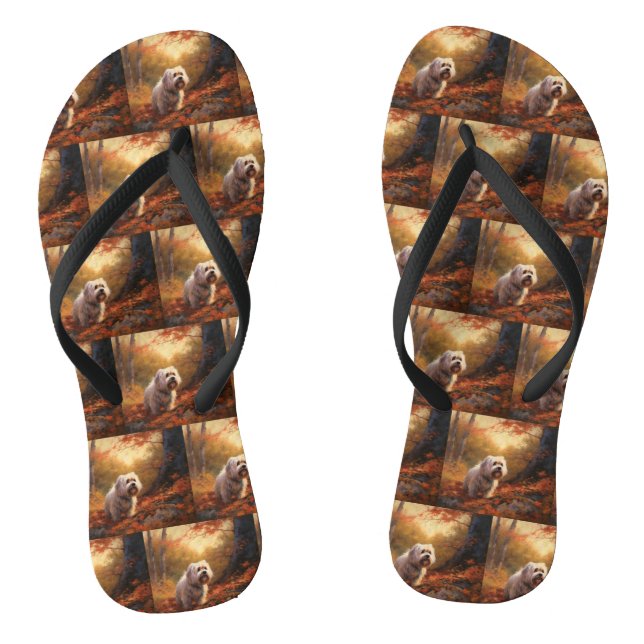 Tibetischer Terrier im Herbstfall Inspiriert Flip Flops (Fußbett)