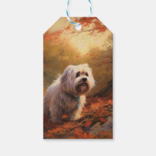 Tibetischer Terrier im Herbstfall Inspiriert Geschenkanhänger