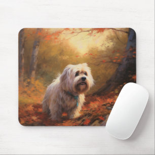 Tibetischer Terrier im Herbstfall Inspiriert Mousepad