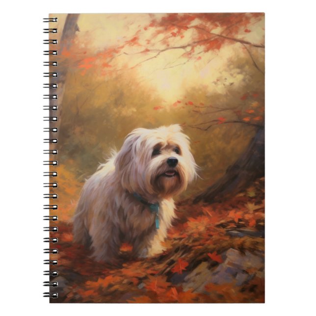 Tibetischer Terrier im Herbstfall Inspiriert Notizblock (Vorderseite)