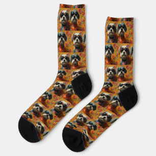 Tibetischer Terrier mit Herzinfarkt Rose Valentins Socken