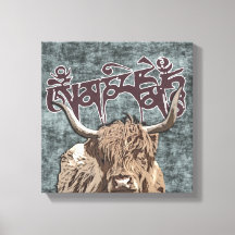 Tibetischer Yak mit Mani Mantra ( OM MANI PADME HU
