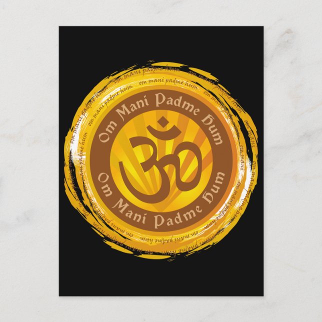 Tibetisches Mantra mit Om-Symbol Postkarte (Vorderseite)