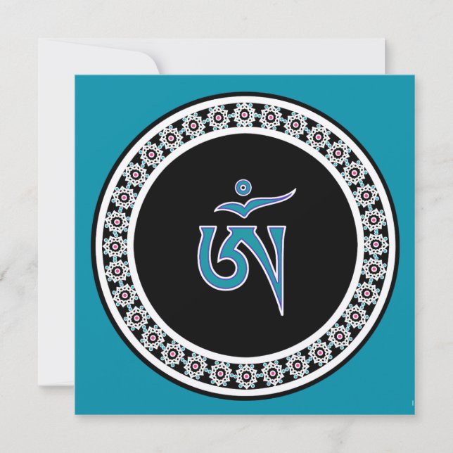 Tibetisches Om-Symbol auf dem Jewel Ring Einladung (Vorderseite)