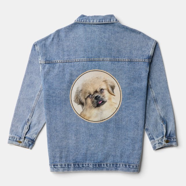 Tibetisches spanisches Gemälde - Niedliche Hundeku Jeansjacke (Rückseite)