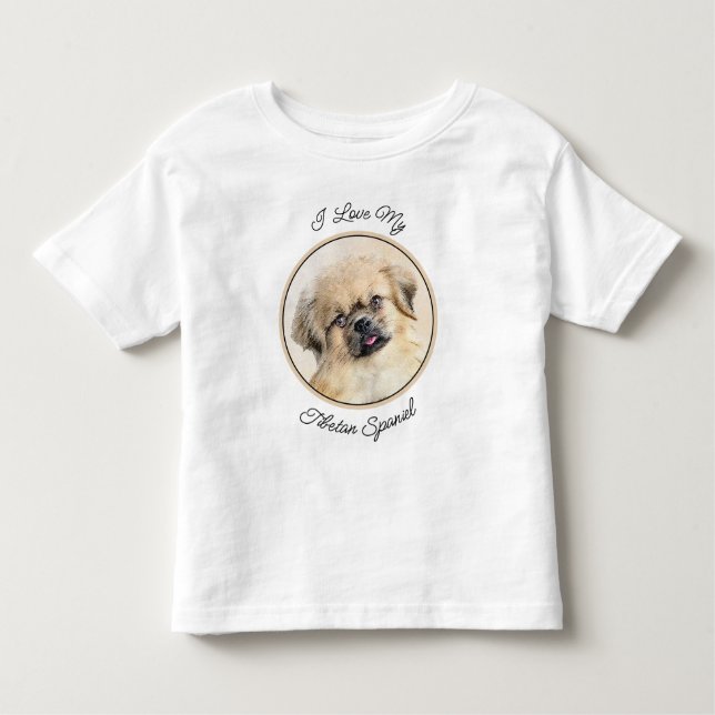 Tibetisches spanisches Gemälde - Niedliche Hundeku Kleinkind T-shirt (Vorderseite)