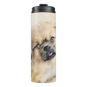 Tibetisches spanisches Gemälde - Niedliche Hundeku Thermosbecher