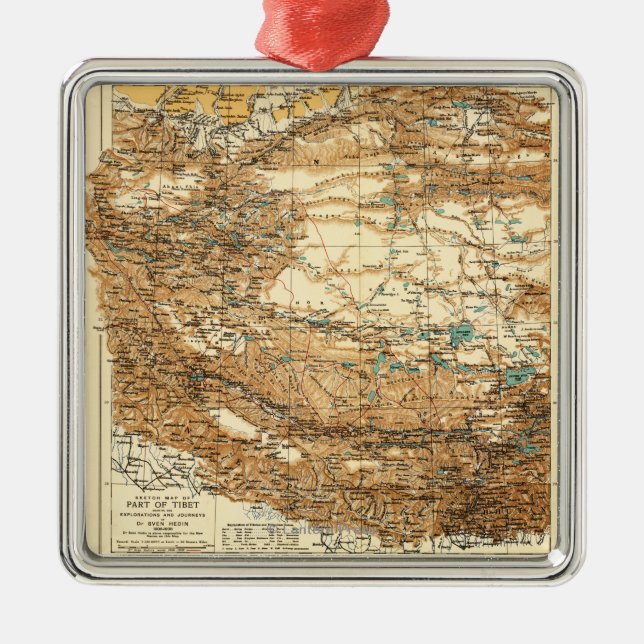 TibetPanoramic MapTibet Ornament Aus Metall (Vorne)