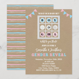 Tic Tac Toe Boy oder Girl Gender Reveal Einladung