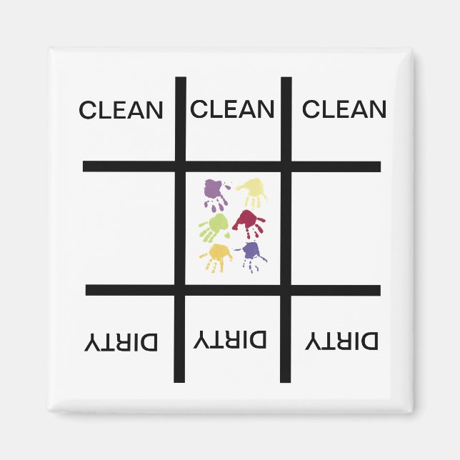 Tic Tac Toe Hands Clean Dirty Geschirrspüler Magne Magnet (Vorne)