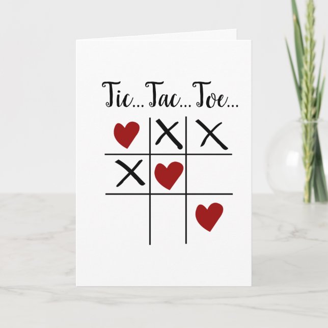 Tic Tac Toe Herz Valentine Jubiläumskarte Karte (Vorderseite)