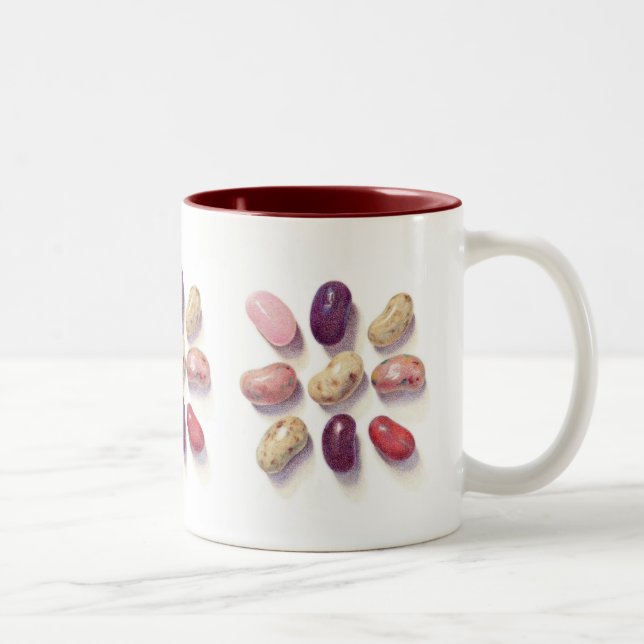 TIC TAC TOE JELLY BEANS Maroon Zwei-Tonen-Tasse Zweifarbige Tasse (Rechts)