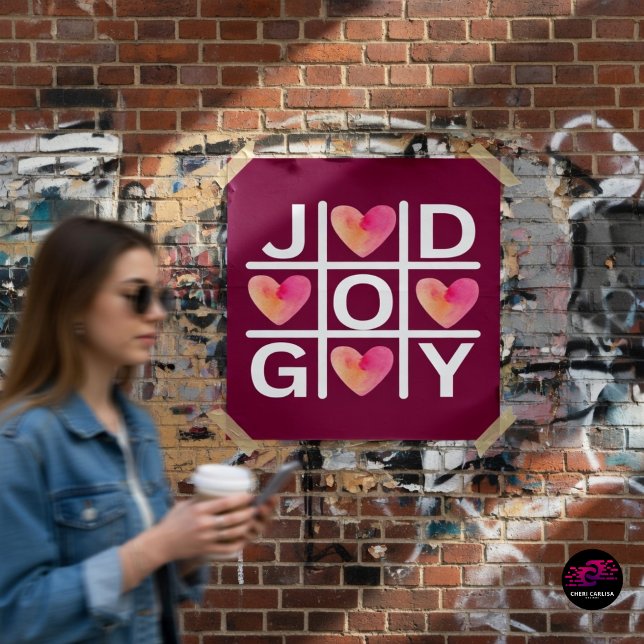 Tic Tac Toe Joy und Gott Christlicher Glaube Poster (Joy wins. Faith, love, and good vibes taking over the street.)