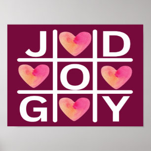 Tic Tac Toe Joy und Gott Christlicher Glaube Poster