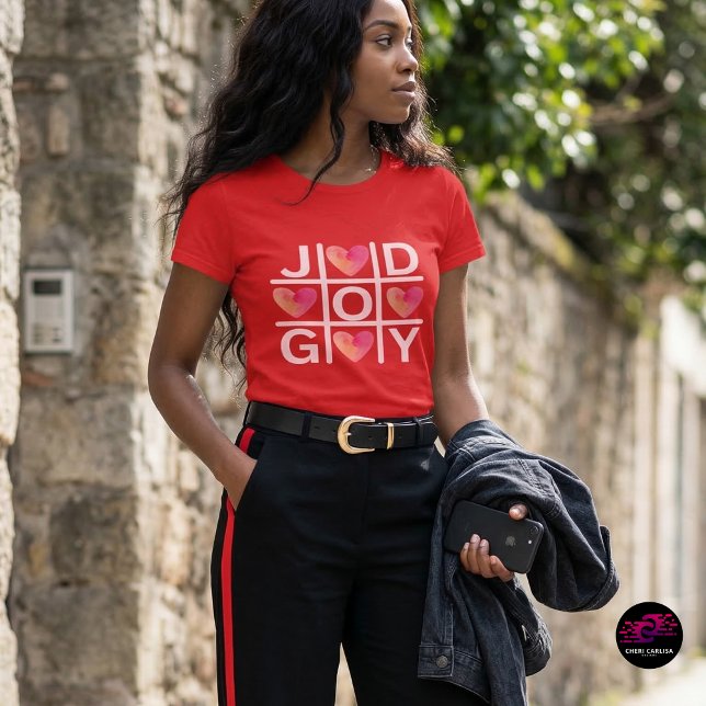 Tic Tac Toe Joy und Gott Christlicher Glaube T-Shirt (Joy wins every time. Faith, love, and good vibes in one bold tic-tac-toe moment.)