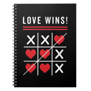 Tic‑Tac‑Toe Liebe gewinnt Geburtstag Valentinstag Notizblock
