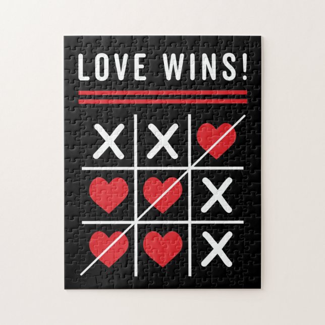 Tic Tac Toe Liebe gewinnt Geburtstag Valentinstag Puzzle (Vertikal)