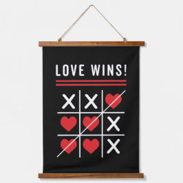 Tic Tac Toe Liebe gewinnt Geburtstag Valentinstag Wandteppich Mit Holzrahmen