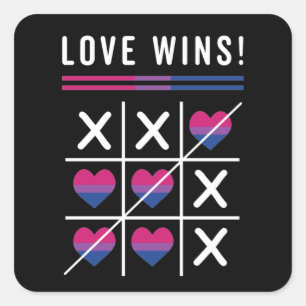 Tic Tac Toe Liebe gewinnt LGBTQ Bisexueller Stolz Quadratischer Aufkleber