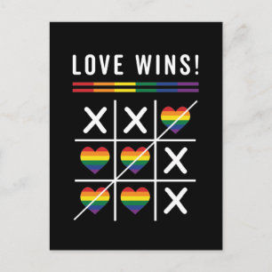 Tic Tac Toe Liebe gewinnt LGBTQ Gay Pride Postkarte