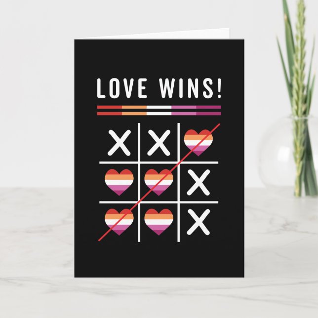 Tic Tac Toe Liebe gewinnt LGBTQ Lesben Preis Karte (Vorderseite)