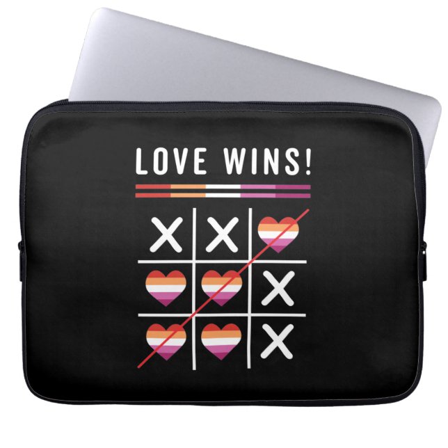 Tic Tac Toe Liebe gewinnt LGBTQ Lesben Preis Laptopschutzhülle (Vorderseite)