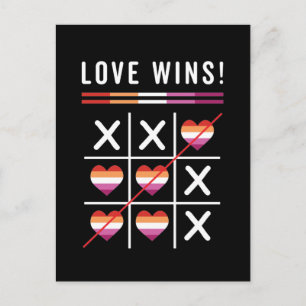 Tic Tac Toe Liebe gewinnt LGBTQ Lesben Preis Postkarte