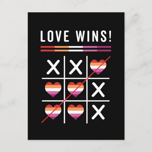 Tic Tac Toe Liebe gewinnt LGBTQ Lesben Preis Postkarte (Vorderseite)