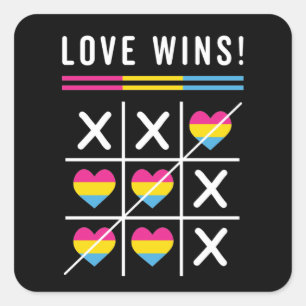 Tic Tac Toe Liebe gewinnt LGBTQ Pansexual Prix Quadratischer Aufkleber