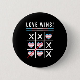 Tic Tac Toe Liebe gewinnt LGBTQ Transgender Pride Button