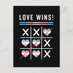 Tic Tac Toe Liebe gewinnt LGBTQ Transgender Pride Postkarte