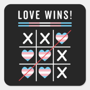 Tic Tac Toe Liebe gewinnt LGBTQ Transgender Pride Quadratischer Aufkleber
