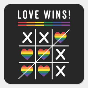 Tic Tac Toe Love Wins LGBTQ Schwulen Stolz Quadratischer Aufkleber